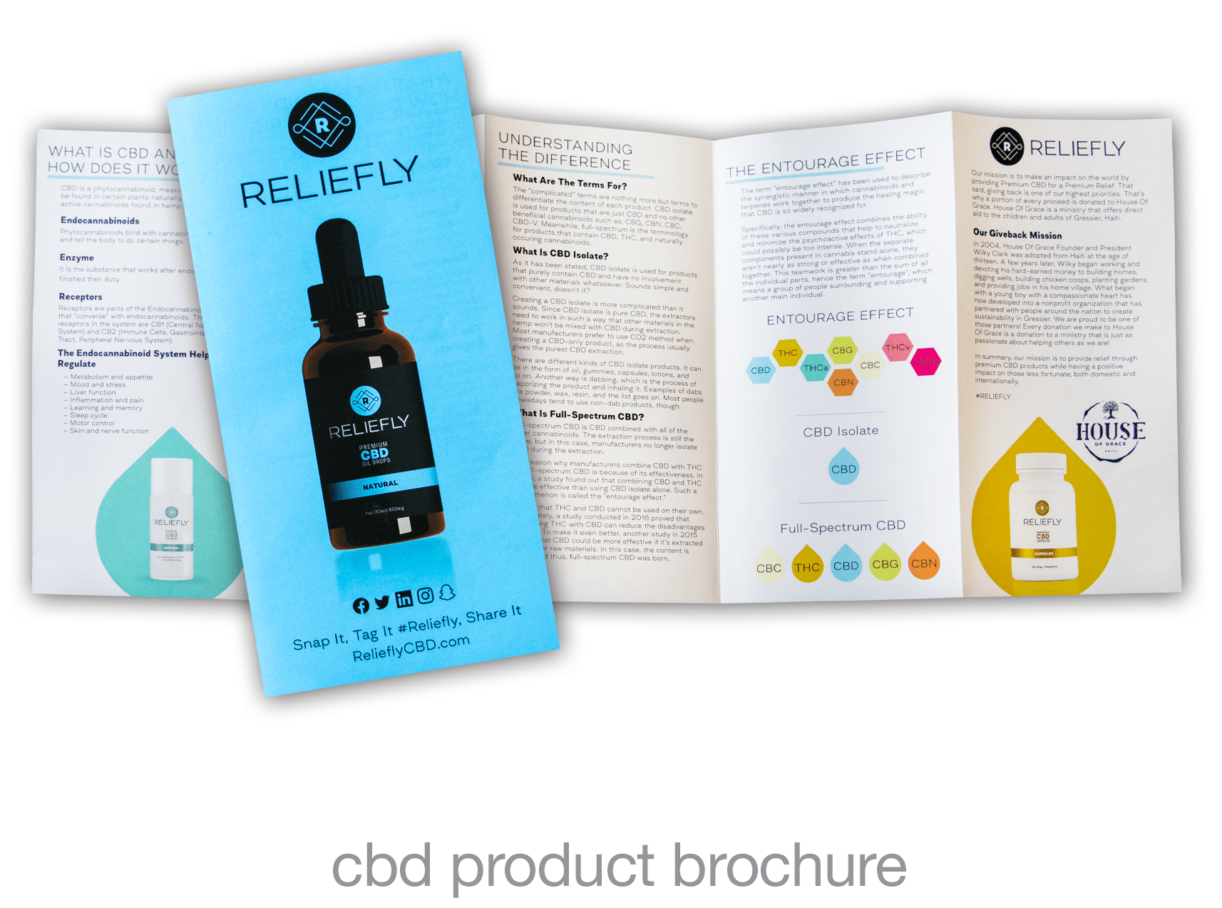 CBD Product Line Brochure for Reliefly that they could include in their CBD Sample Kits.