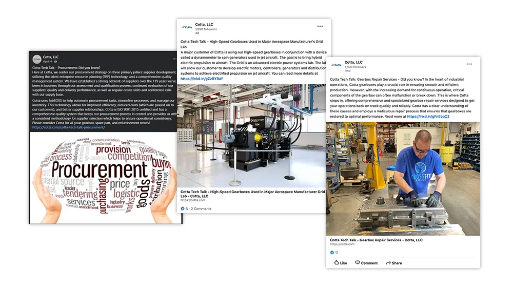 Cotta-Social Cotta heavy duty gearboxes social media posts